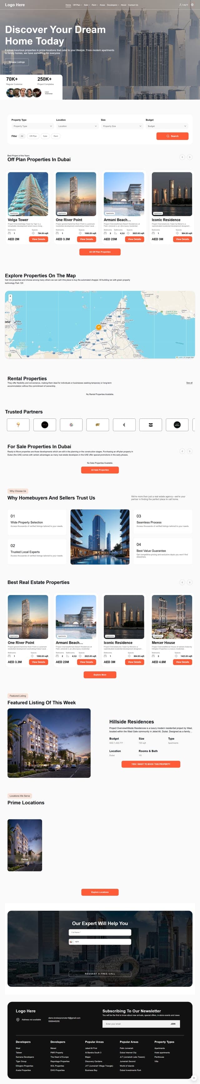 Demo 6 — full page preview of a live BrokerPromote demo website